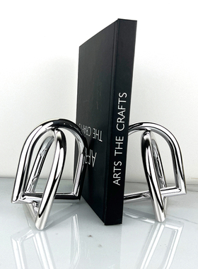 现代简约书档摆件几何书立样板房间客厅创意书房软装饰品金属书靠