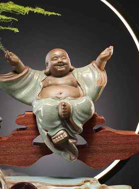 直销新款招财流水摆件创意假山喷泉循环加湿器陶瓷家居办公室桌面