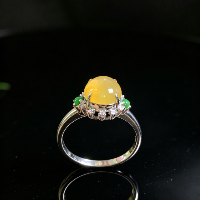 Cui Zhijiang A-grade ice jade 18K gold ring