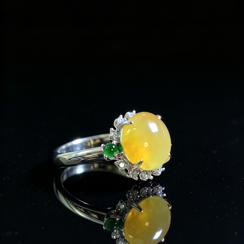 Cui Zhijiang A-grade ice jade 18K gold ring