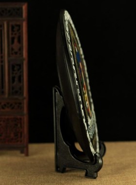 十相自在摆件 碳雕净化空气圆盘雕花藏式装饰佛堂吉祥摆件