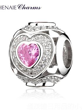 正品粉色爱心925银手链女韩版简个性约时尚女镯情手侣送友生日礼