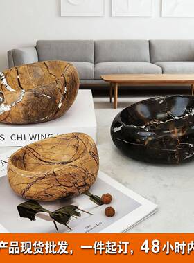 轻奢石托盘摆大件样板间客厅茶几视柜玄关雨林现啡家电居托盘摆件