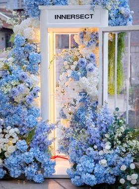 复古户铁艺件网红拍照摆打ALtj#lzn卡电话亭大型外落地装饰摆件摄