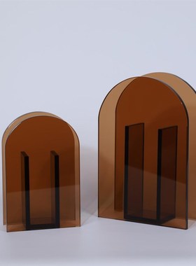 现代简约橘色玻璃拱门花器欧美花瓶餐桌装饰花器家居桌面摆件客厅