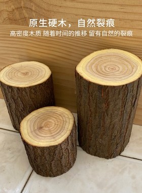 硬木木桩装饰摆件现切小木桩盆景底座圆木桩民宿壁炉背景拍照道具
