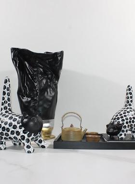 现间代简约黑白创意小样猫咪件桌面家OKG居板客摆厅书房软装饰品