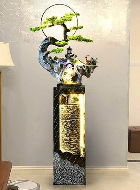 高档优选流水循环落地招财摆件喷泉假山加湿器办公室内外景Z观乔