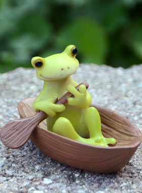 治愈青蛙摆件创意可爱小公仔办公桌面花盆栽庭院造景微景观装饰品