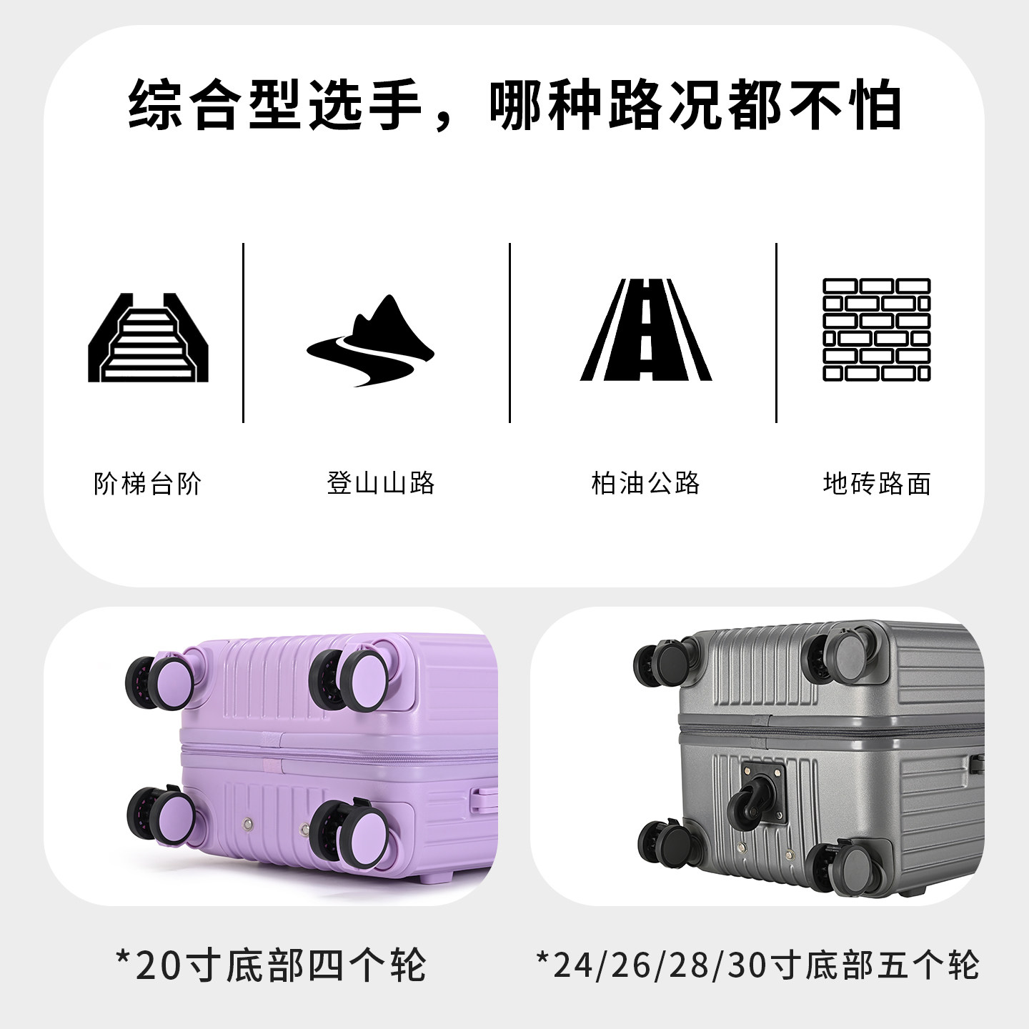 iTrava 极简校园风行李箱PC材质大容量高颜值拉杆箱质感旅行箱