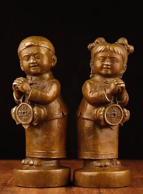 黄铜新郎新娘人偶金童玉女摆件童男童女结婚用婚庆用品吉祥物礼品