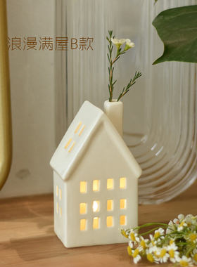 浪漫满屋家居摆件房子小夜灯装饰休闲厅酒店民宿酒店氛围陶瓷灯