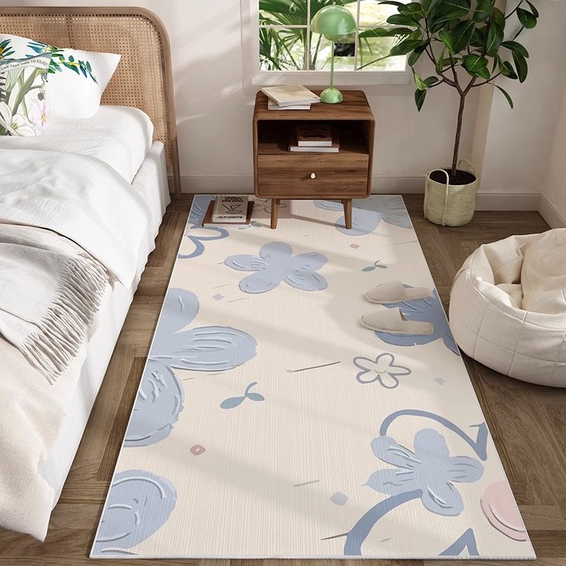 床边地毯卧室床尾免打理房间布置客厅儿童房可擦洗床下防摔厚地垫 - 图3