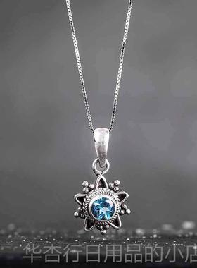 正品尼泊尔工925饰品托帕石手镯吊坠女个性银手錬 手覆创意古民族