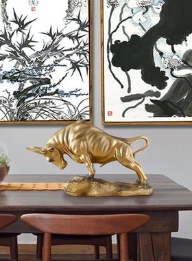 招财金牛装饰摆件创意现代牛办公室桌面商务高档书柜牛市家居饰品
