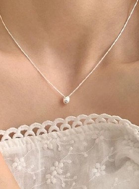 为晚纯银天然珍珠项链吊坠女款2025新款锁骨链颈链女配裙子银饰