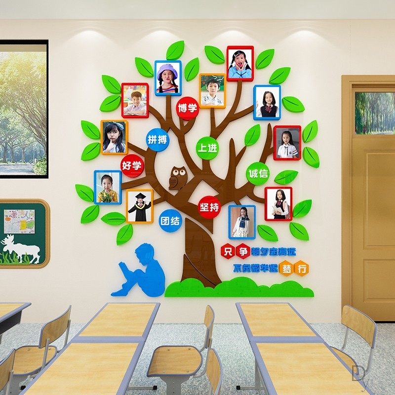 大树墙面布置装饰3d立体墙贴画培训班辅导班学校文化墙幼儿园,淘宝优惠券,粉丝福利购,淘宝优惠卷