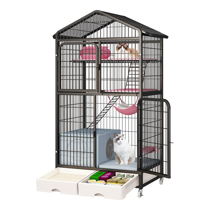 猫笼子内置猫砂盆家用室内超大自由空间带厕所一体两层猫窝猫别墅,淘宝优惠券,粉丝福利购,淘宝优惠卷