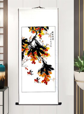 牡丹图挂画花开富贵中堂客厅国画玄关装饰画竖版中式工笔花鸟卷轴