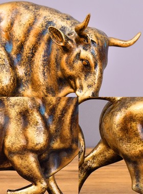 金色招财牛摆件工艺品招财摆件牛客厅摆件桌面摆件牛装饰品