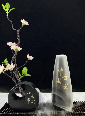 酒店餐厅菜品盘饰刺身拼盘花草冷菜品创意小摆件干冰荷花装饰容器