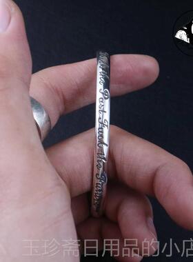 正品伊岚 手UNDERCOVER桥盾字母手镯男女纯高银开口瓦覆古环个性