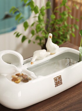 创意陶瓷流水循环水招财办公室桌面装饰品茶几喷泉水景小摆件开业