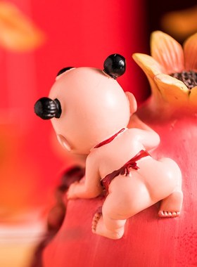 创意石榴中式福娃多子多福吉祥装饰卧室玄关摆件送新婚人结婚礼品