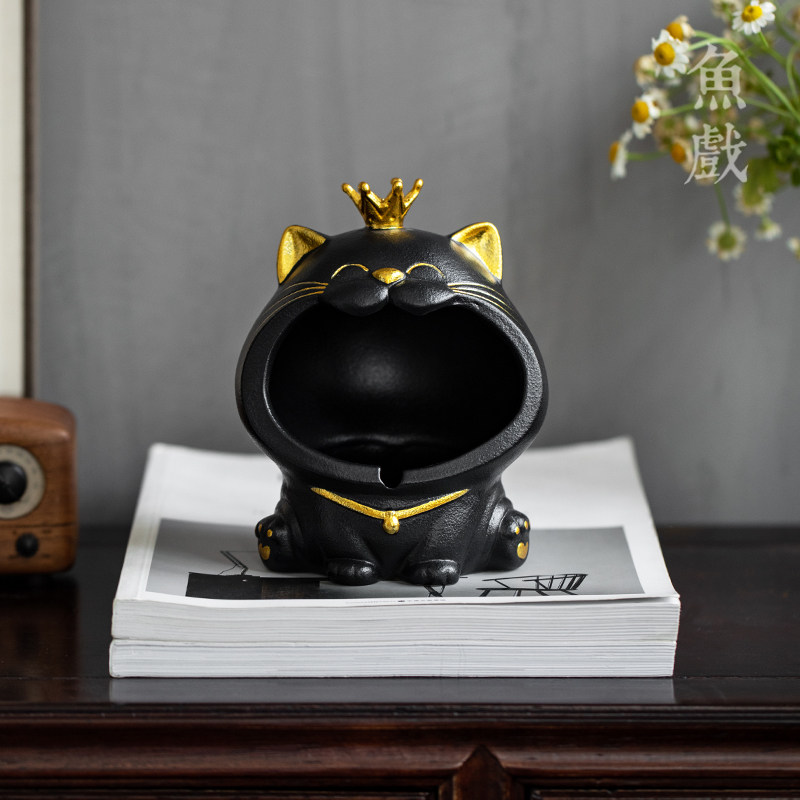创意个性卡通猫陶瓷烟灰缸时尚家用客厅烟缸节庆礼品装饰摆件烟皿,淘宝优惠券,粉丝福利购,淘宝优惠卷
