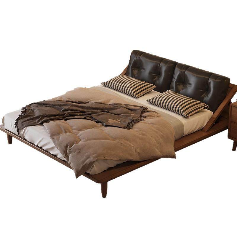 现代复古白蜡木榻米双榻人大床中实古风SEM全木皮小艺床户型主卧,淘宝优惠券,粉丝福利购,淘宝优惠卷