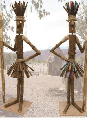 创头意摆件HSV部落酋长营头人偶站立式木人户外露布场原木装饰木