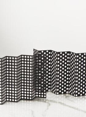 现代简约黑色折叠镂金摆属网片样屏风摆KCU件板房空售楼处软装饰