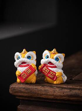 创狮头一对意摆件中式舞狮招醒财进客20240720厅桌面博古架装宝饰