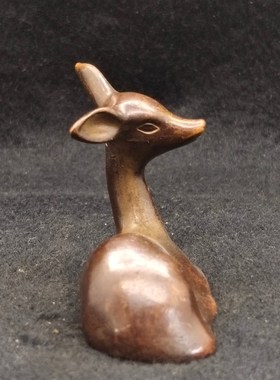 仿古紫铜麋鹿小鹿笔架文房雅件茶道茶室茶宠摆件桌面观赏装饰把玩