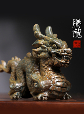 天然紫檀玉檀绿檀木腾龙木雕手把件摆件转运文玩小摆件