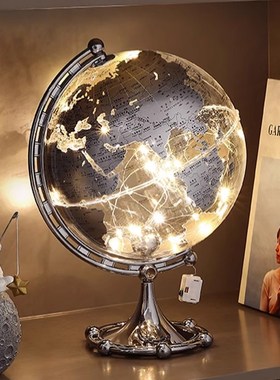可发光透明地球仪摆件高级感客厅玄关酒柜柜子桌面小夜灯软装饰品