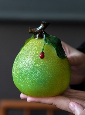 创意高温变色柚子茶宠摆件精品茶道茶室茶空间桌面茶台茶桌装饰品