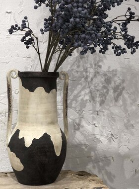 法式中古奶油风陶瓷花瓶家居客厅装饰品玄关民宿复古做旧花器摆件