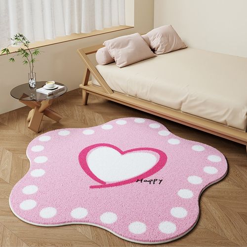 卧室床边毯家用少女房间地垫客厅沙发圆形地毯儿童房床前床边垫子 - 图1