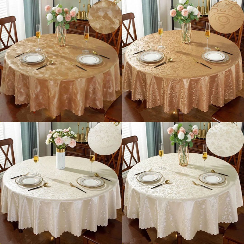 酒店桌布防水防油免洗防烫圆桌餐布大圆桌家用台布圆形欧式餐桌垫 - 图1