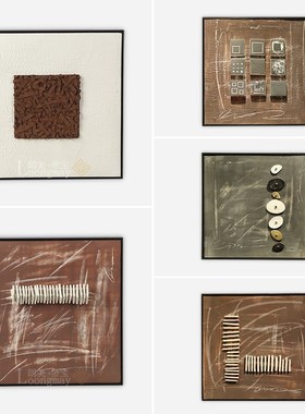 侘寂风艺术陶瓷手工高档瓷板画样板房酒店会所客厅玄关装饰画摆件