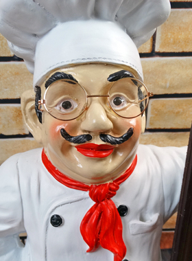 酒店餐饮门口树脂人物厨师公仔摆件中西自助餐摆件饭店开业送礼