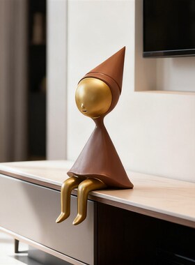 奶油风卡通坐姿小人摆件现代客厅玄关电视柜酒柜背景墙桌面装饰品