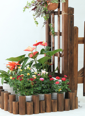 阳台花园造景道具商场木栅栏花坛围栏幼儿园室内装饰木桩摆件落地