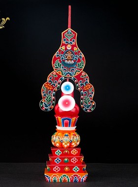 三根本朵玛尼泊尔进口彩绘实木藏式上师本尊空行酥油花整套摆件