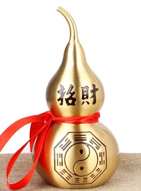 朴器 拉丝款黄古色铜葫芦摆件 铜葫芦摆件