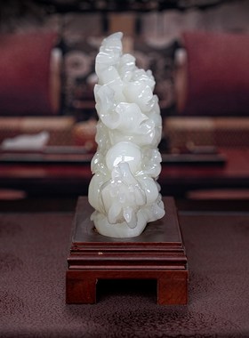 天然玉石玉白菜摆件客厅玄关酒柜家居玉石办公装饰品乔迁开业礼品