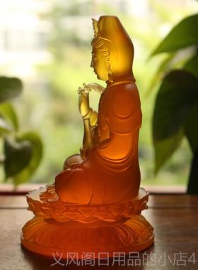 正品佛禅佛工艺术古玻璃观音菩萨像艺品汽车摆件乐家拜