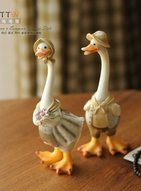 可爱的田园一家三口鸭树脂摆件 儿童房摆件家居饰品装饰摆件