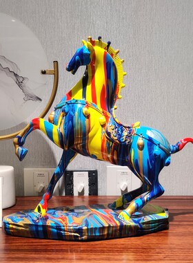 创意抽象艺术样板房间软装家居饰品办公室客厅电视柜工艺品马摆件